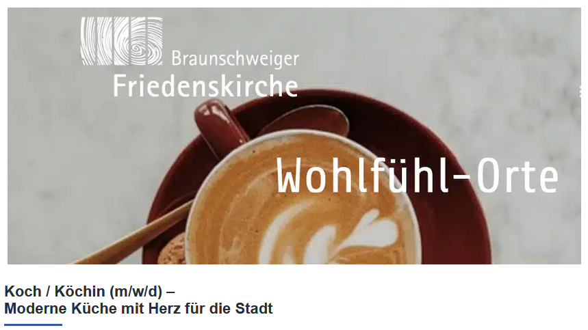 BS Friedenskirche sucht Koch/Köchin